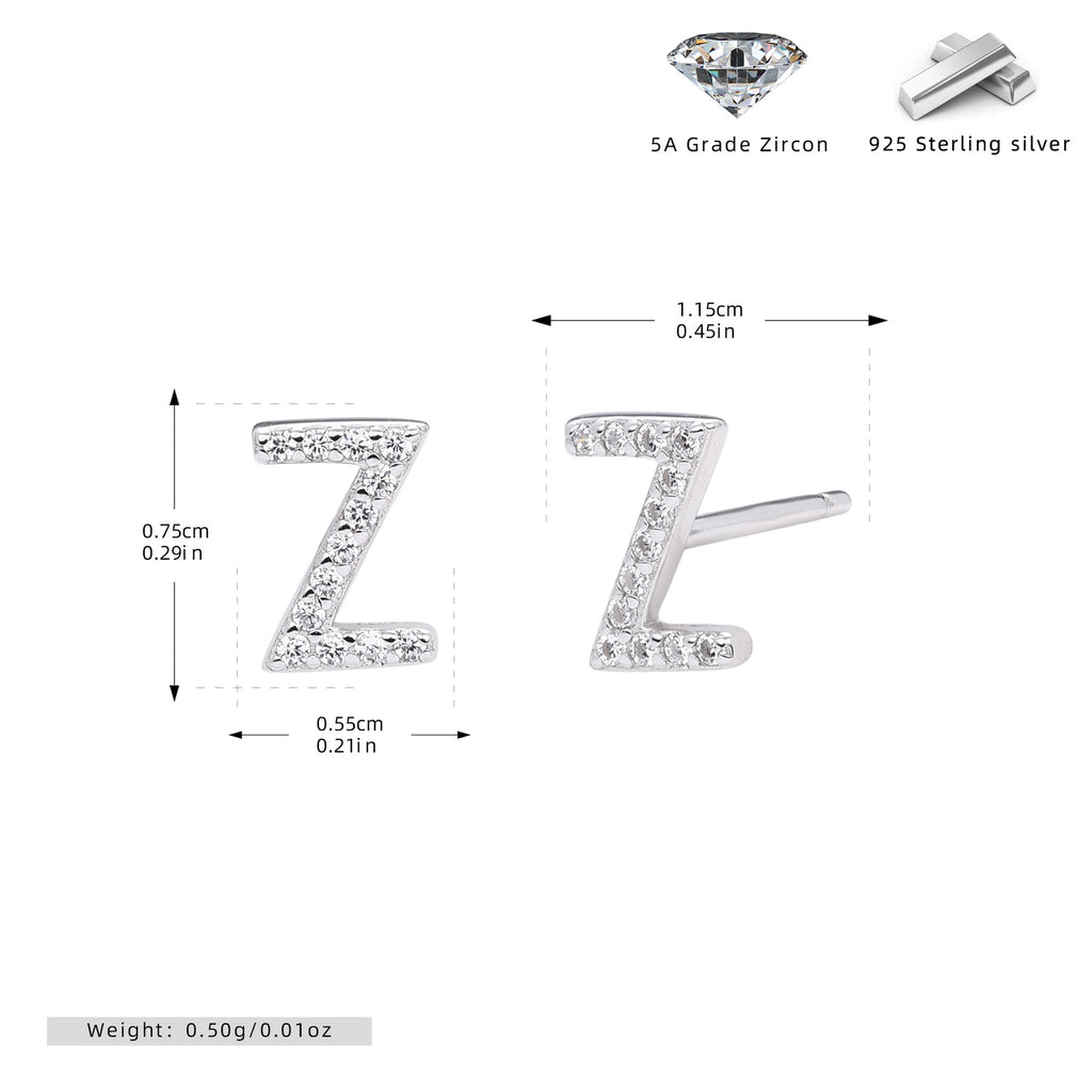 Damen Ohrstecker aus 925 Sterling Silber mit luxuriösem Zirkonbuchstaben R Shop Nory