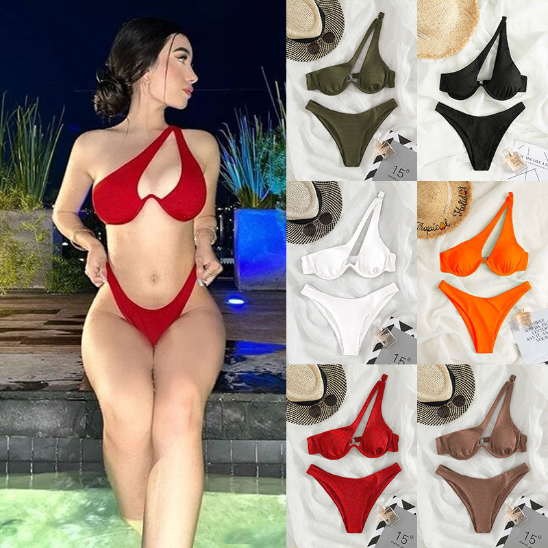 Damen Triangel-Bikini mit asymmetrischem Schnitt und gepolstertem Oberteil