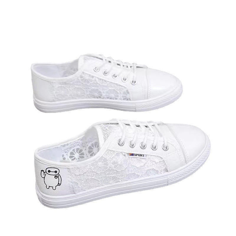 Damen modische Sneaker mit elegantem Spitzendesign und atmungsaktiver Spitzenstruktur