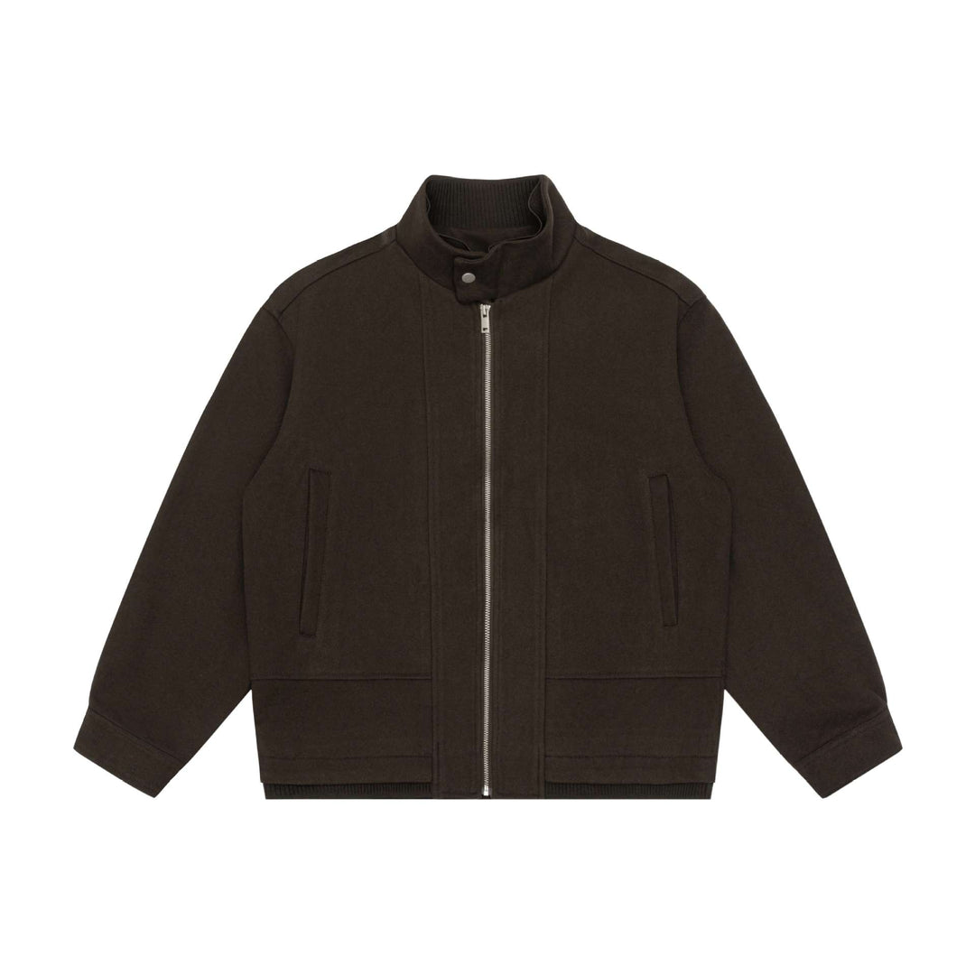 Herren Boxy-Wollmix-Zipblouson mit hohem Rippkragen und verdeckter Frontklappe Shop Nory