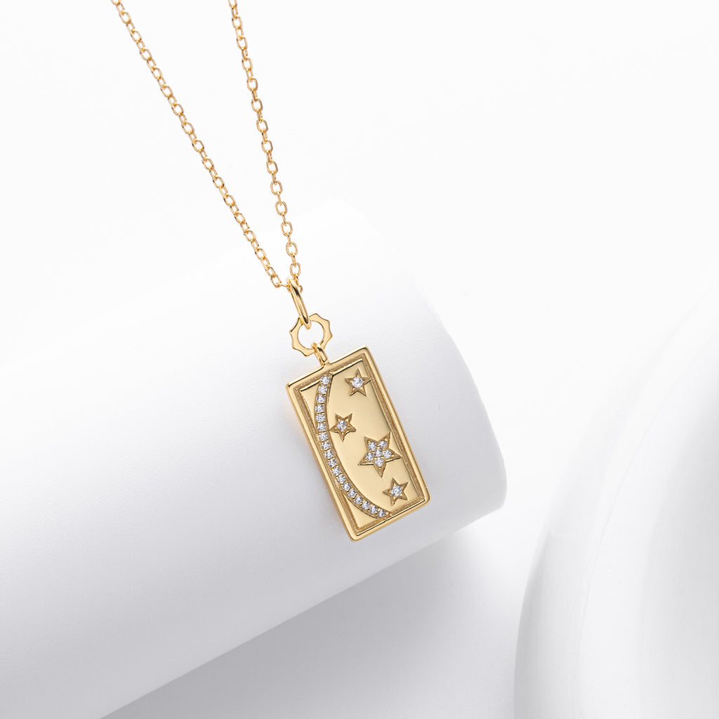 Damen Halskette mit schützendem Mond- und Sternenanhänger aus hochwertigem 925 Sterling Silber Shop Nory
