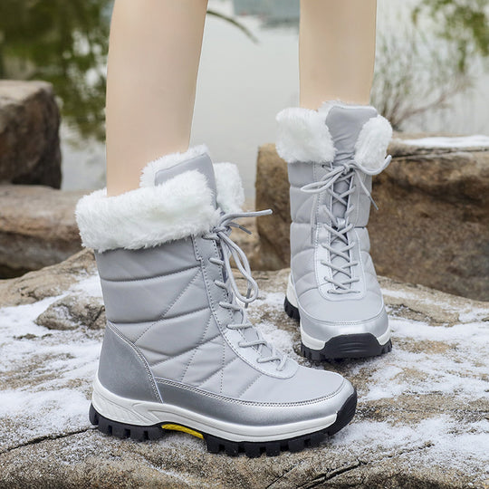 Damen Winterstiefel mit Kunstfellkragen, gesteppter Schaft und profilierter Thermosohle Shop Nory