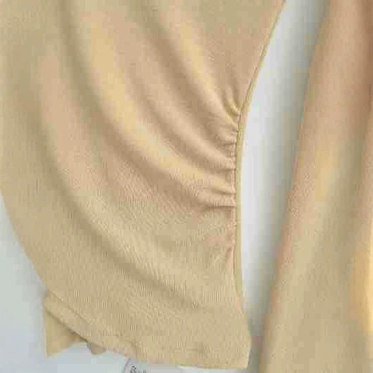 Damen Asymmetrisches tailliertes Langarm-Top mit Wickelschal, ausgestellten Volantärmeln und Stufenpeplum Shop Nory