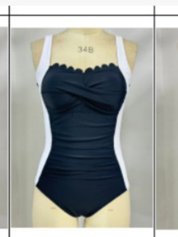 Damen Einteiler Schwimmanzug mit dekorativen Falten Shopnory