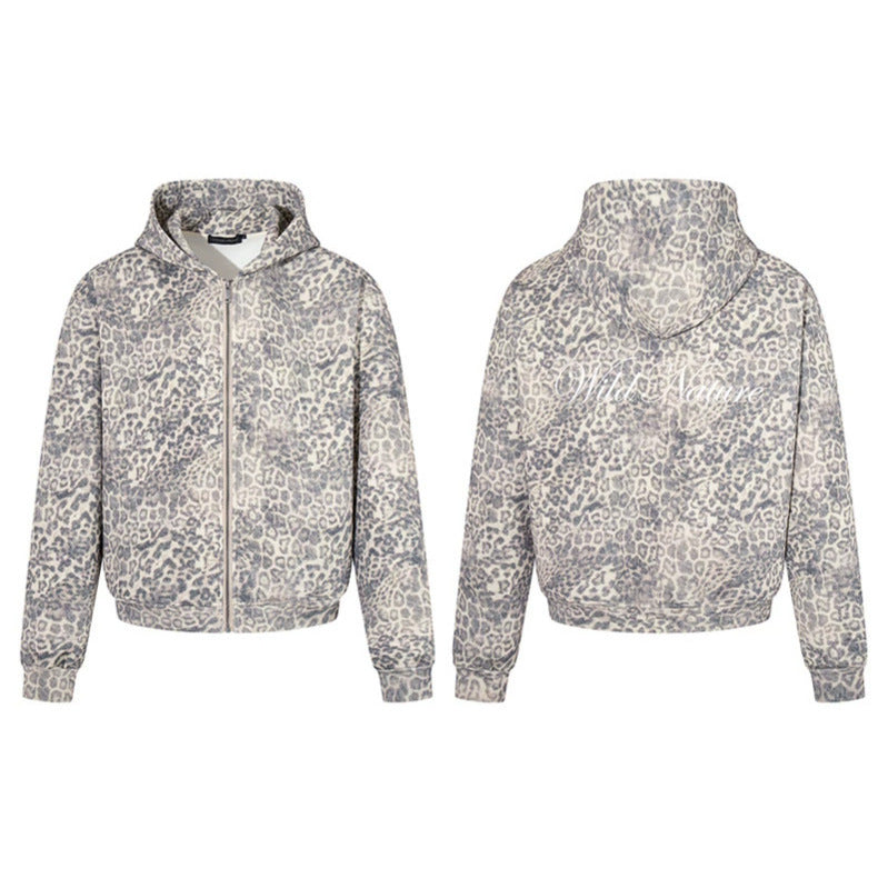 Damen Zip-Hoodie im soften Velours mit allover-Leo-Jacquard Shop Nory