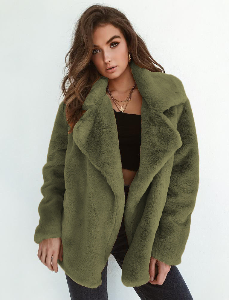 Damen Kuscheliger Oversized Kunstpelz-Mantel mit großem Reverskragen Shop Nory