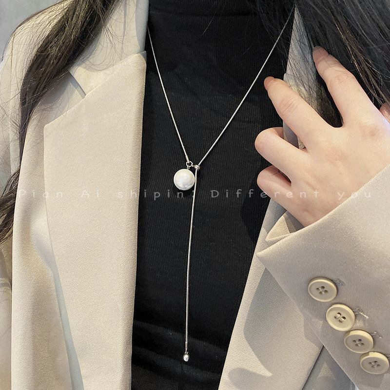 Damen Halskette mit elegantem Perlenanhänger und zartem Gliederdesign Shop Nory