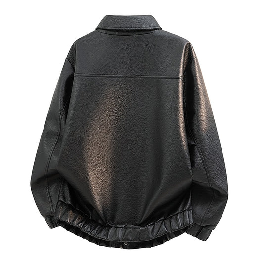 Herren Lässige Kunstlederjacke mit elastischem Bund Shop Nory