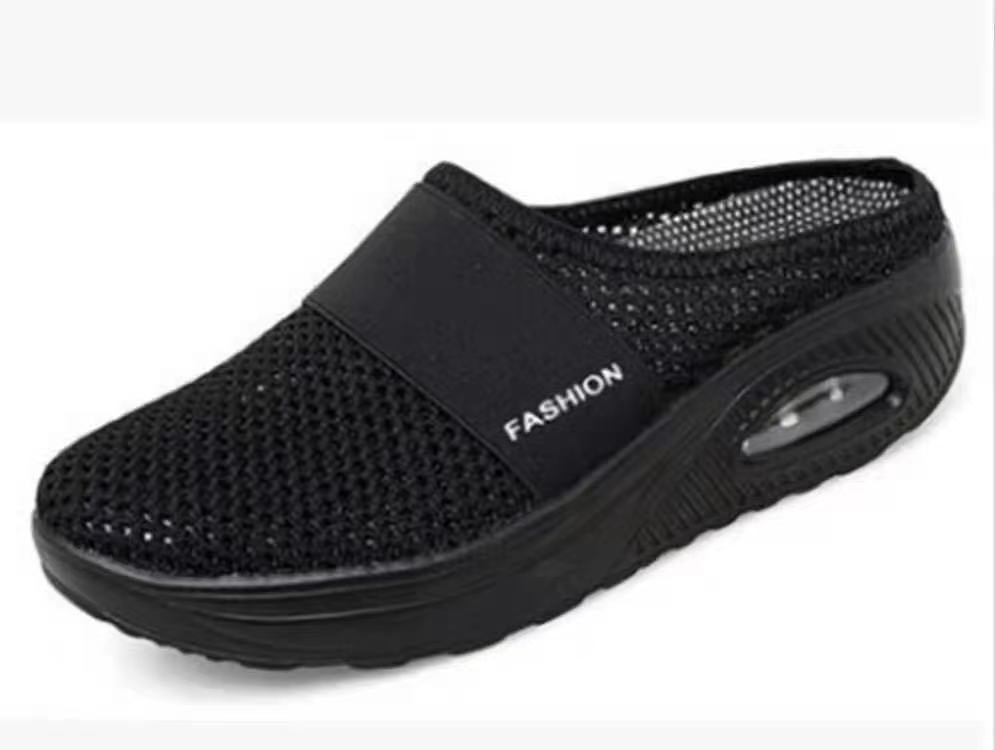 Damen Komfort-Sport-Pantolette mit luftgepolsterter Plateau-Sohle und atmungsaktivem Mesh Shop Nory