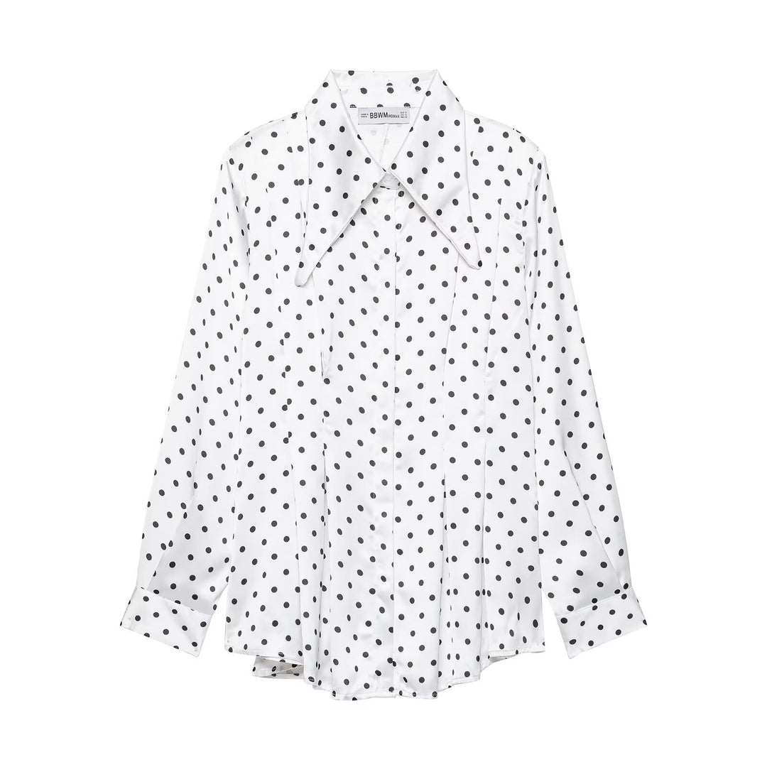 Damen Weite Palazzohose mit hoher Taille, Bein‑Schlitz und Punktmuster Shop Nory