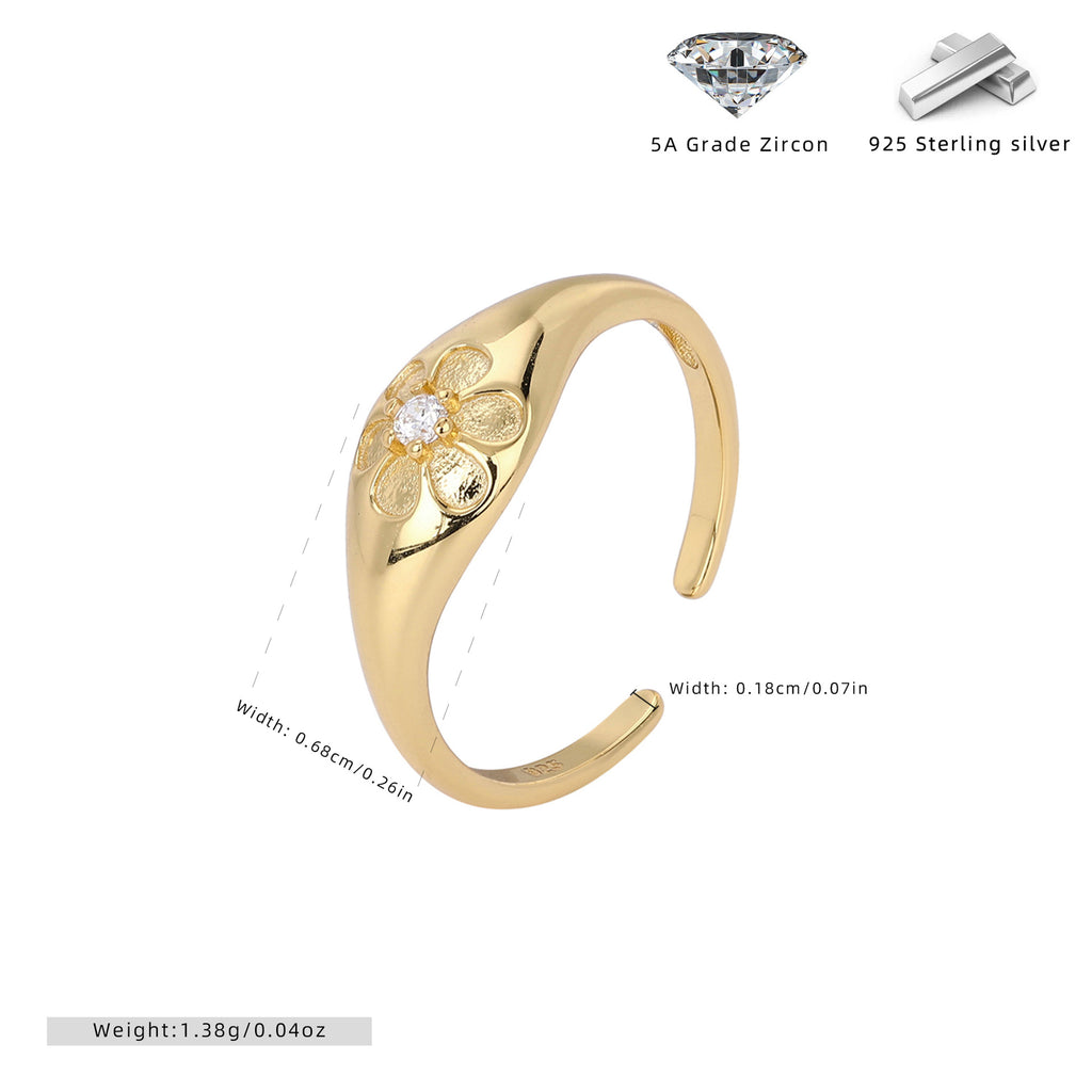 Damen Ring mit Blumenmotiv und funkelndem Zirkonbesatz Shop Nory