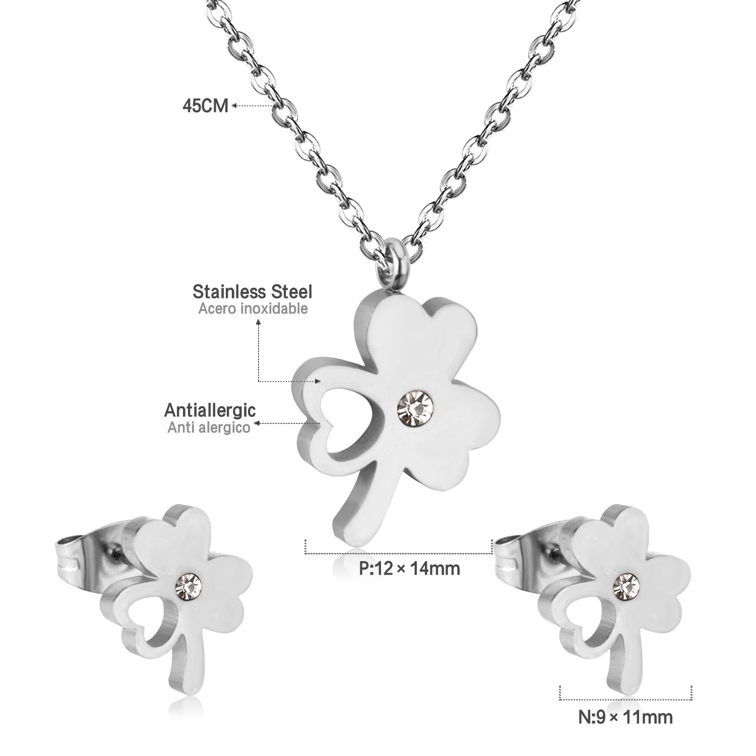 Damen Schmuckset mit herzförmigen Anhängern aus goldplattiertem Edelstahl Shop Nory