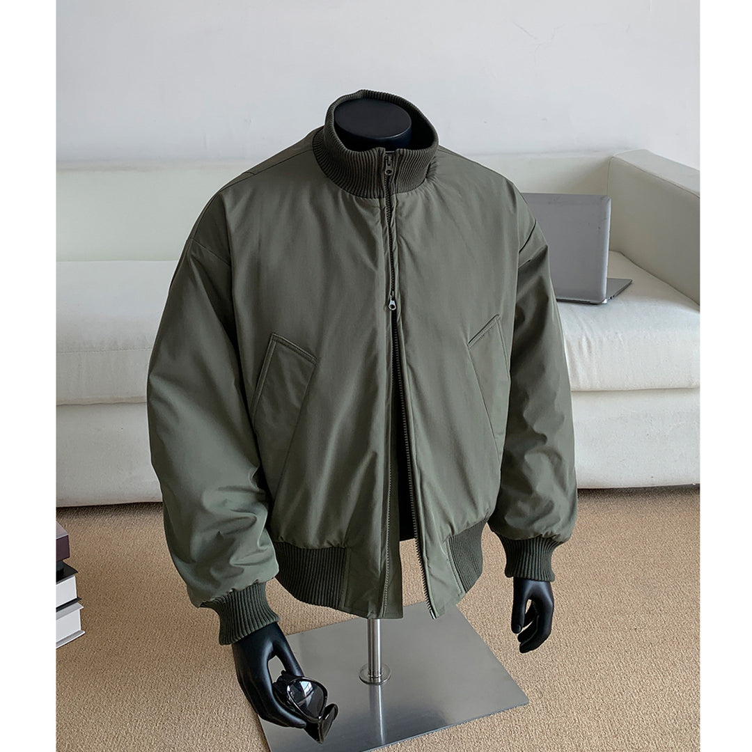 Herren Oversized Stepp-Bomber mit hoher Rippenkragenkonstruktion und verdecktem Reißverschluss Shop Nory