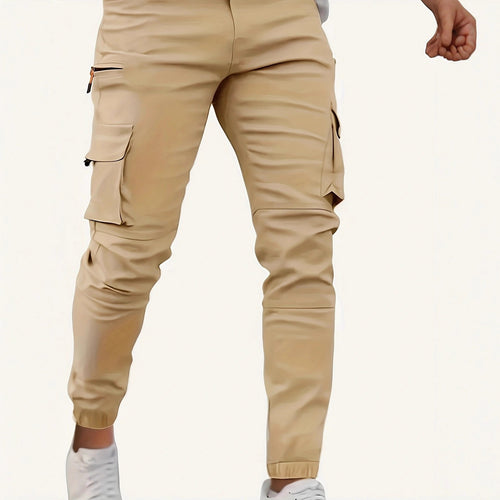 Herren Konisch geschnittene Utility-Cargohose mit Reißverschlusstasche, Klappentaschen und D-Ring Shop Nory