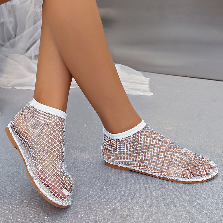 Damen transparente Ballerinas aus Netzmaterial Shopnory
