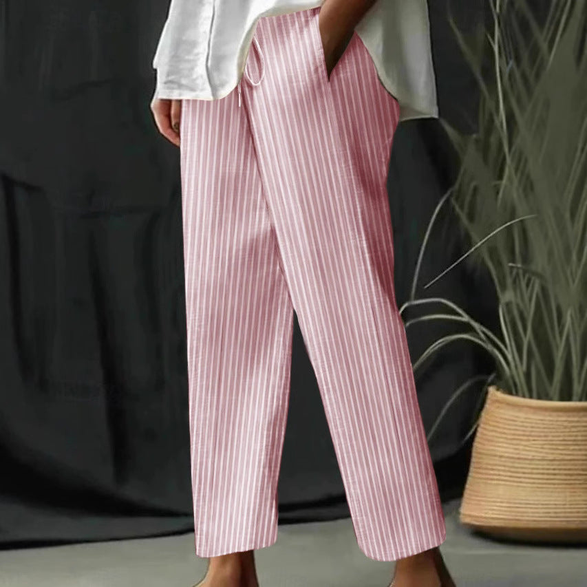Damen Freizeithose mit gestreiftem Design und komfortablem Bund