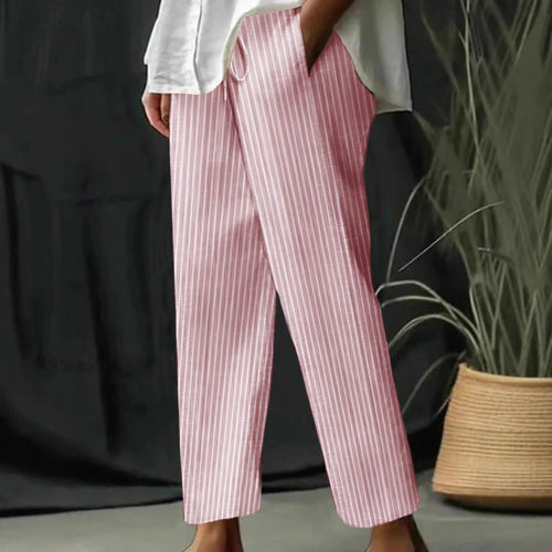 Damen Freizeithose mit gestreiftem Design und komfortablem Bund