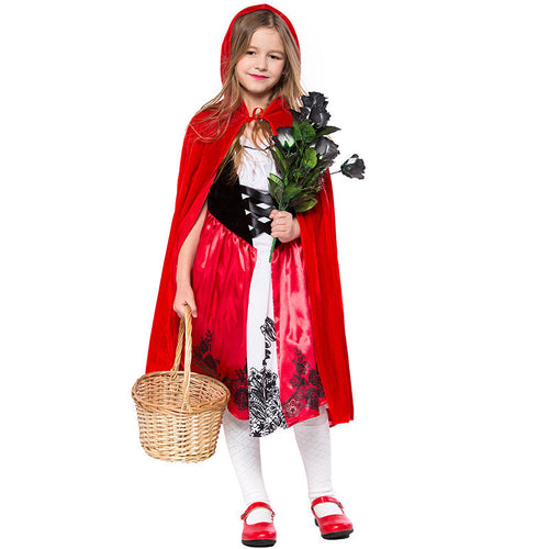 Mädchen Märchenhafte Rotkäppchen Verkleidung mit Umhang und Rüschen Shop Nory