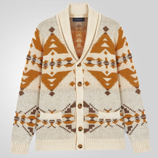 Herren Strickjacke mit geometrischem Muster und einem weichen, wärmenden Futter