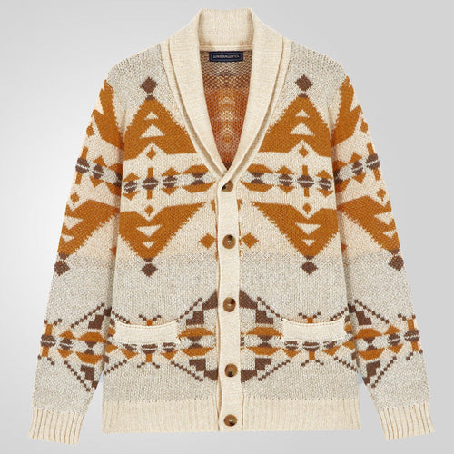 Herren Strickjacke mit geometrischem Muster und einem weichen, wärmenden Futter