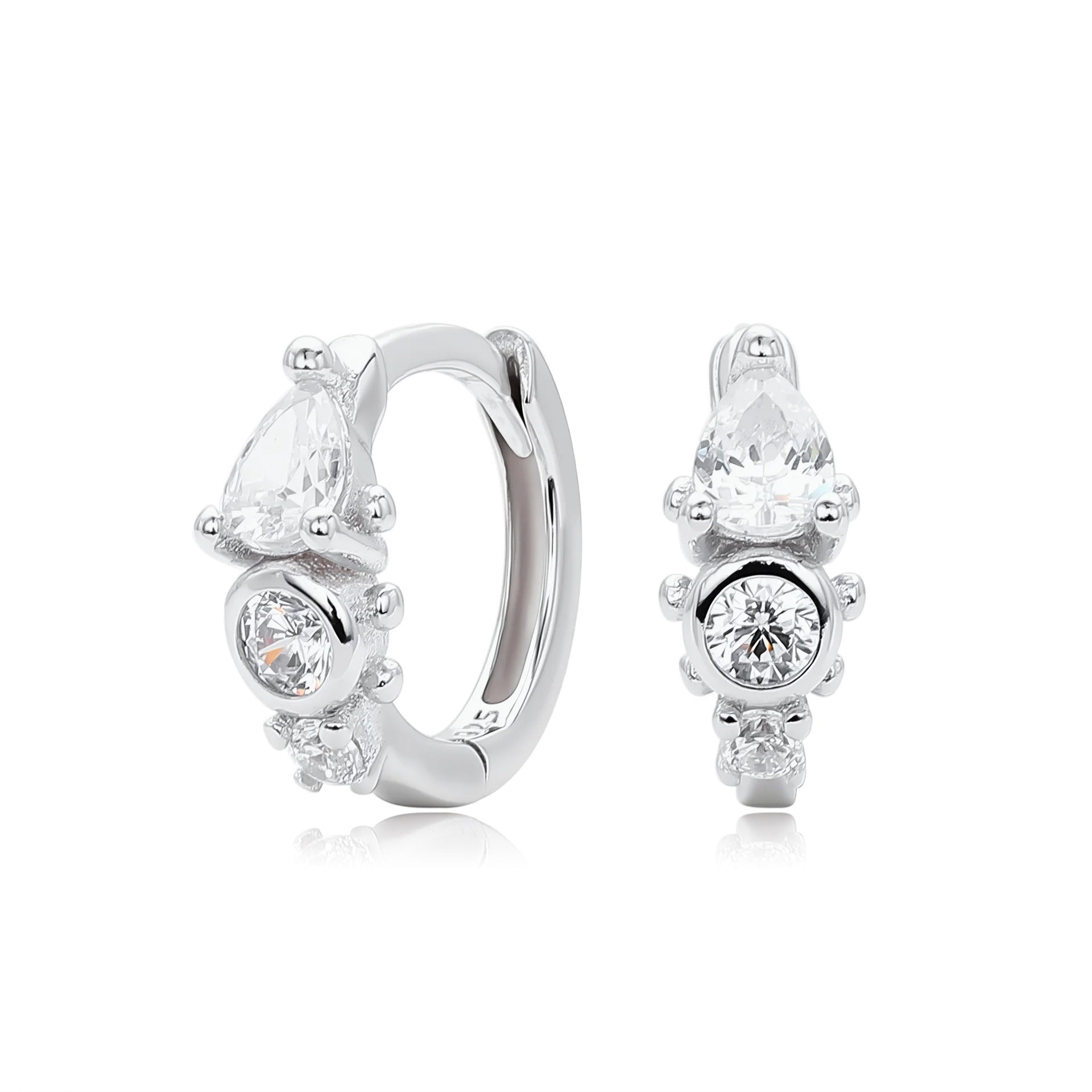 Damen Ohrstecker mit funkelnden Zirkon-Details aus 925 Sterling Silber Shop Nory
