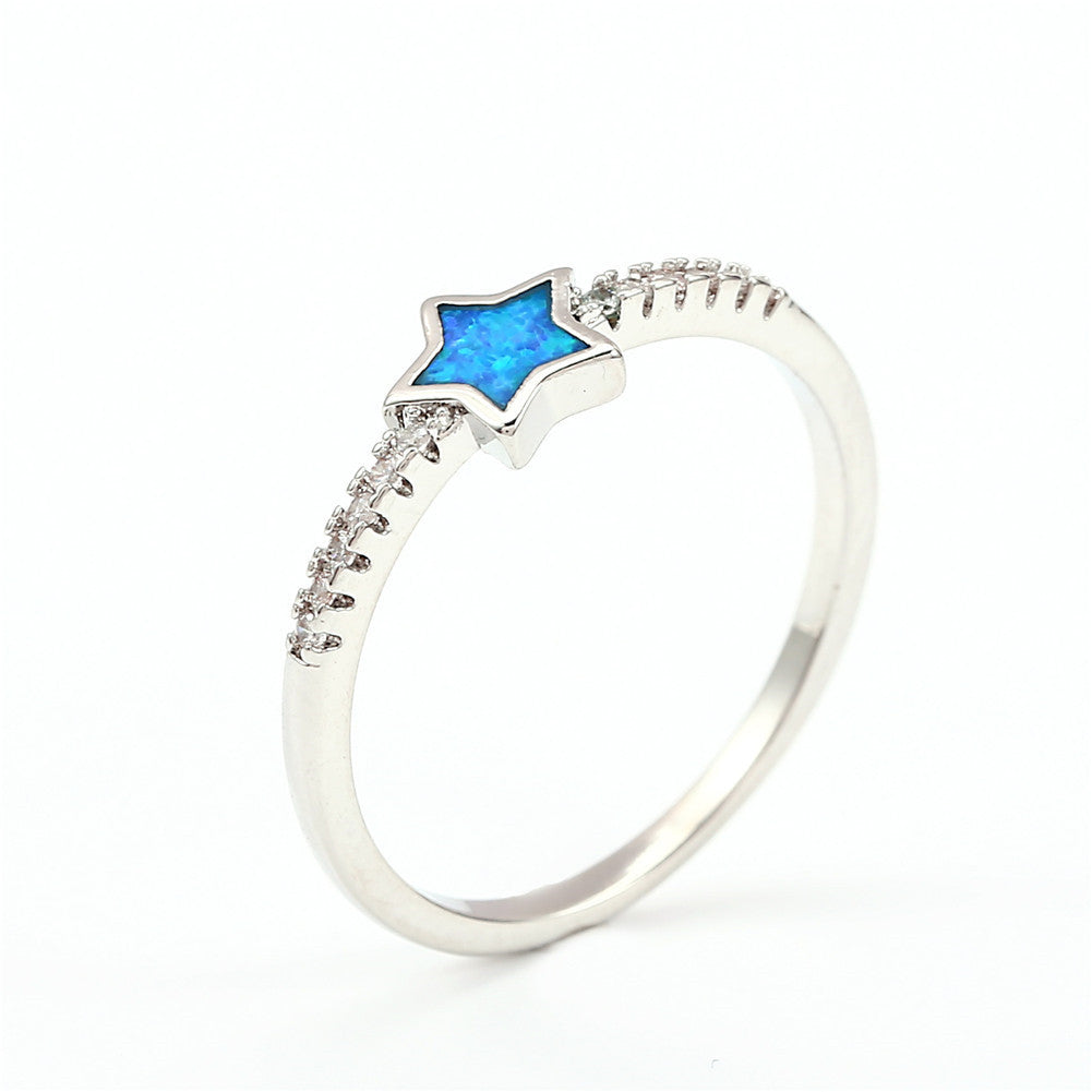 Damen Ring mit funkelndem Stern-Design und opalisierendem Opal Shop Nory