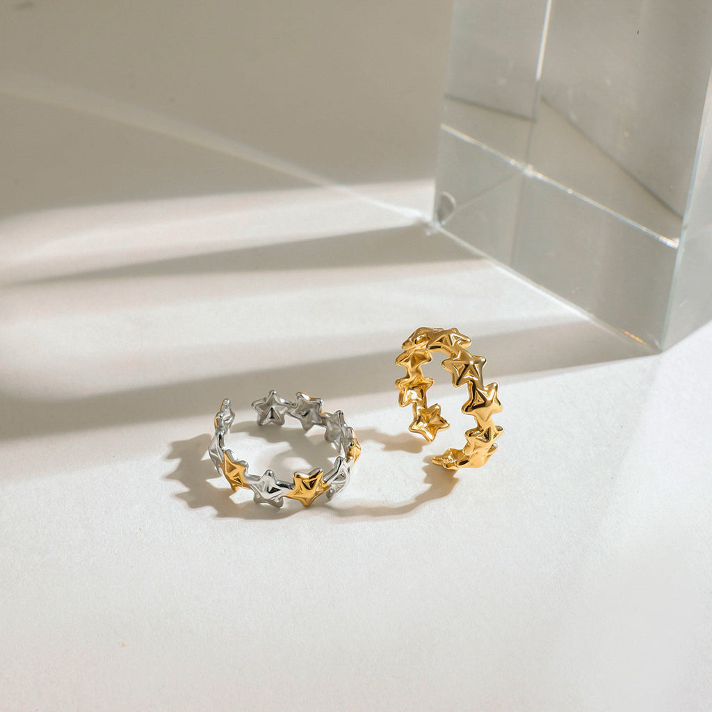 Damen Offener Ring mit modernem, geschwungenem Design aus hochwertigem Edelstahl Shop Nory