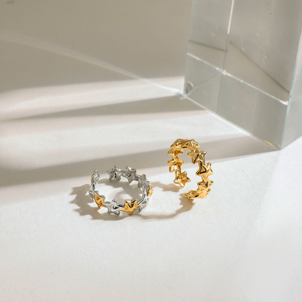 Damen Offener Ring mit modernem, geschwungenem Design aus hochwertigem Edelstahl Shop Nory