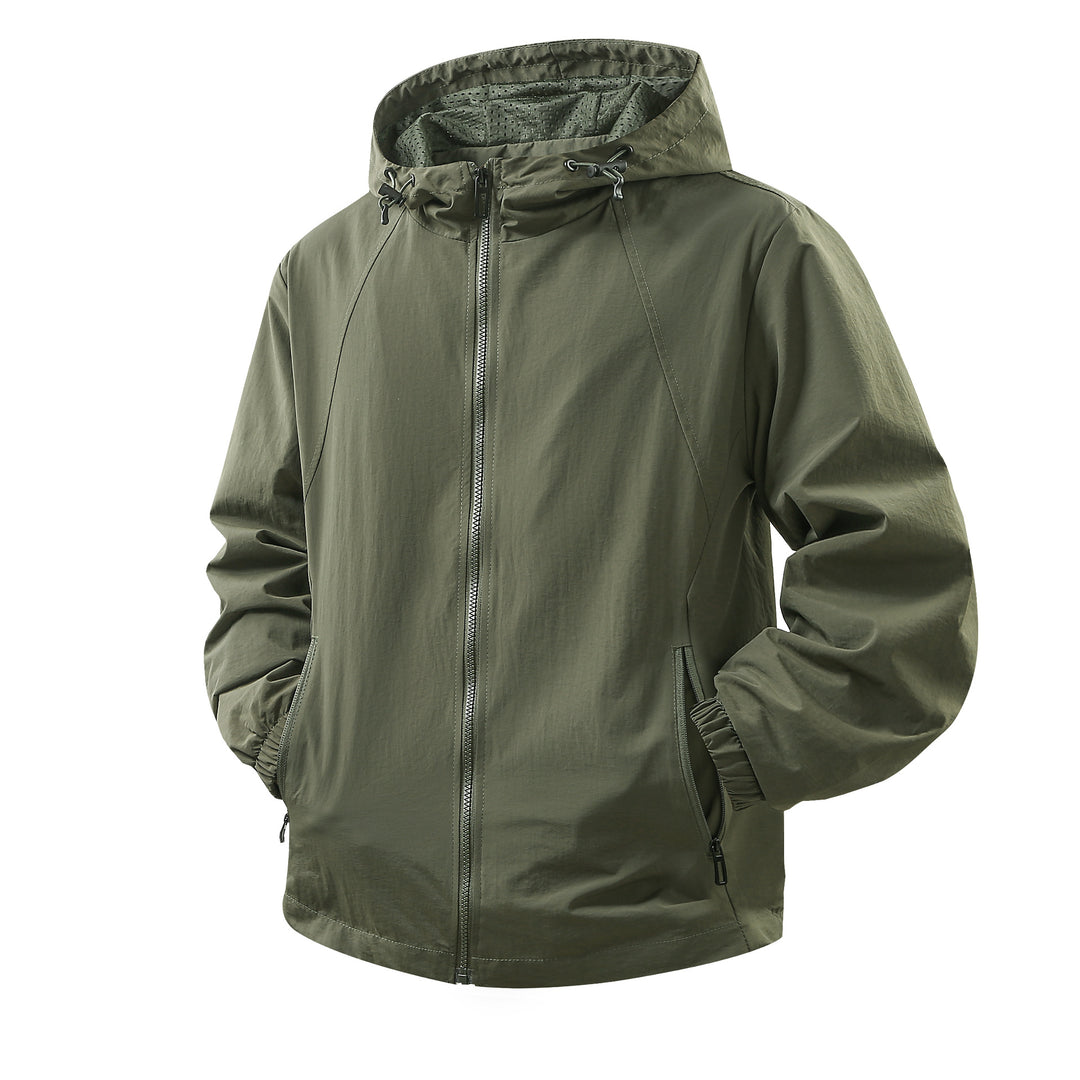 Herren Leichte atmungsaktive Kapuzen-Windjacke mit Mesh-Innenfutter und Reißverschlusstaschen Shop Nory