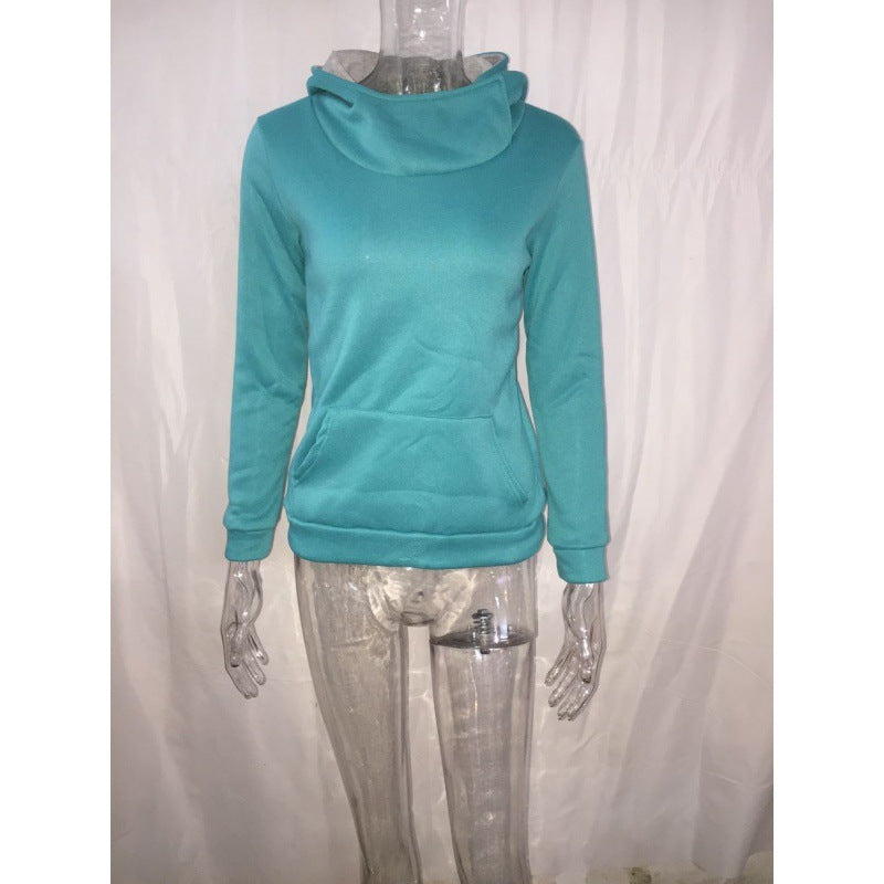 Damen Taillierter Kapuzenpullover mit überlappendem Schalkragen und Kängurutasche Shop Nory