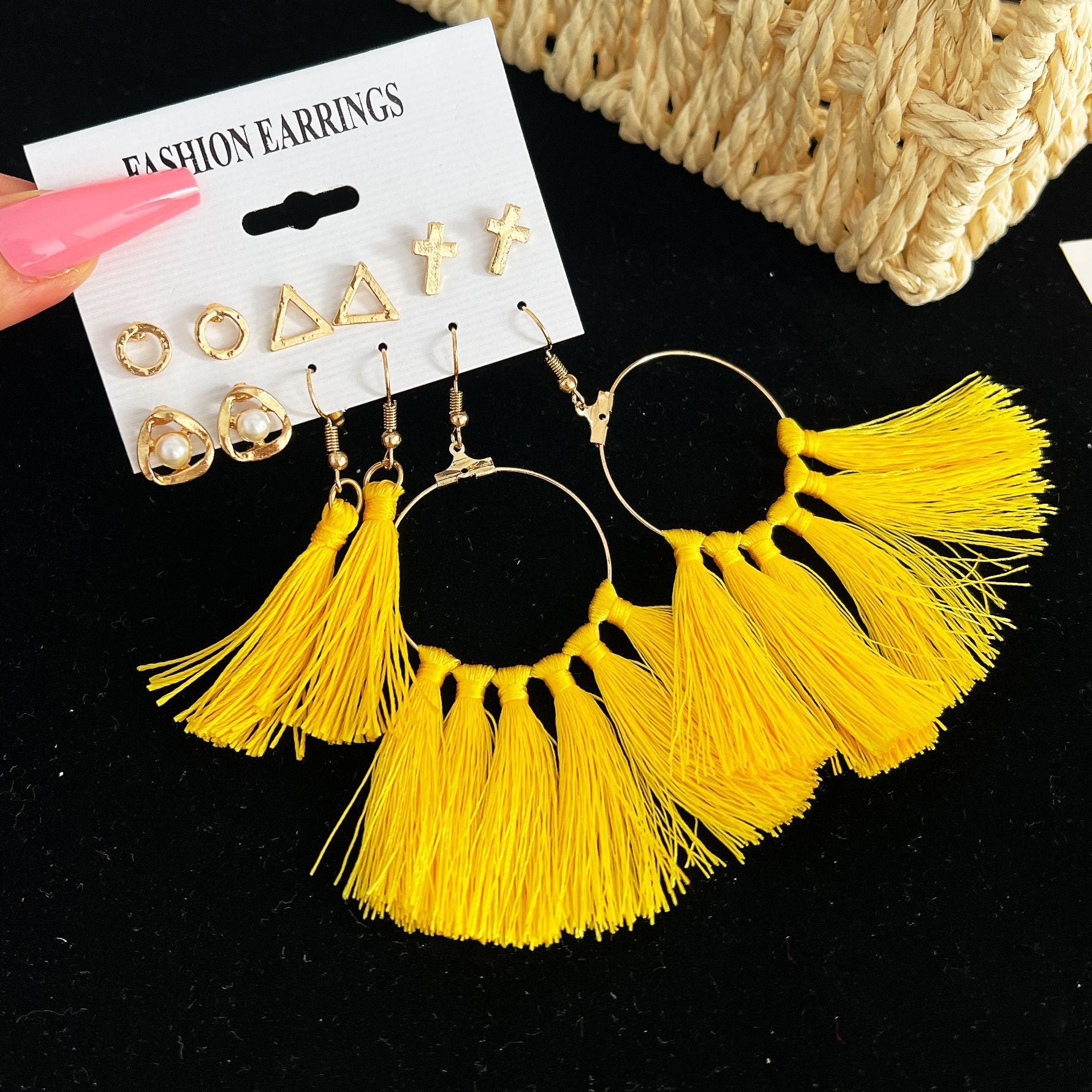 Damen Ohrringe Set mit bunten Quasten und eleganten Akzenten Shop Nory