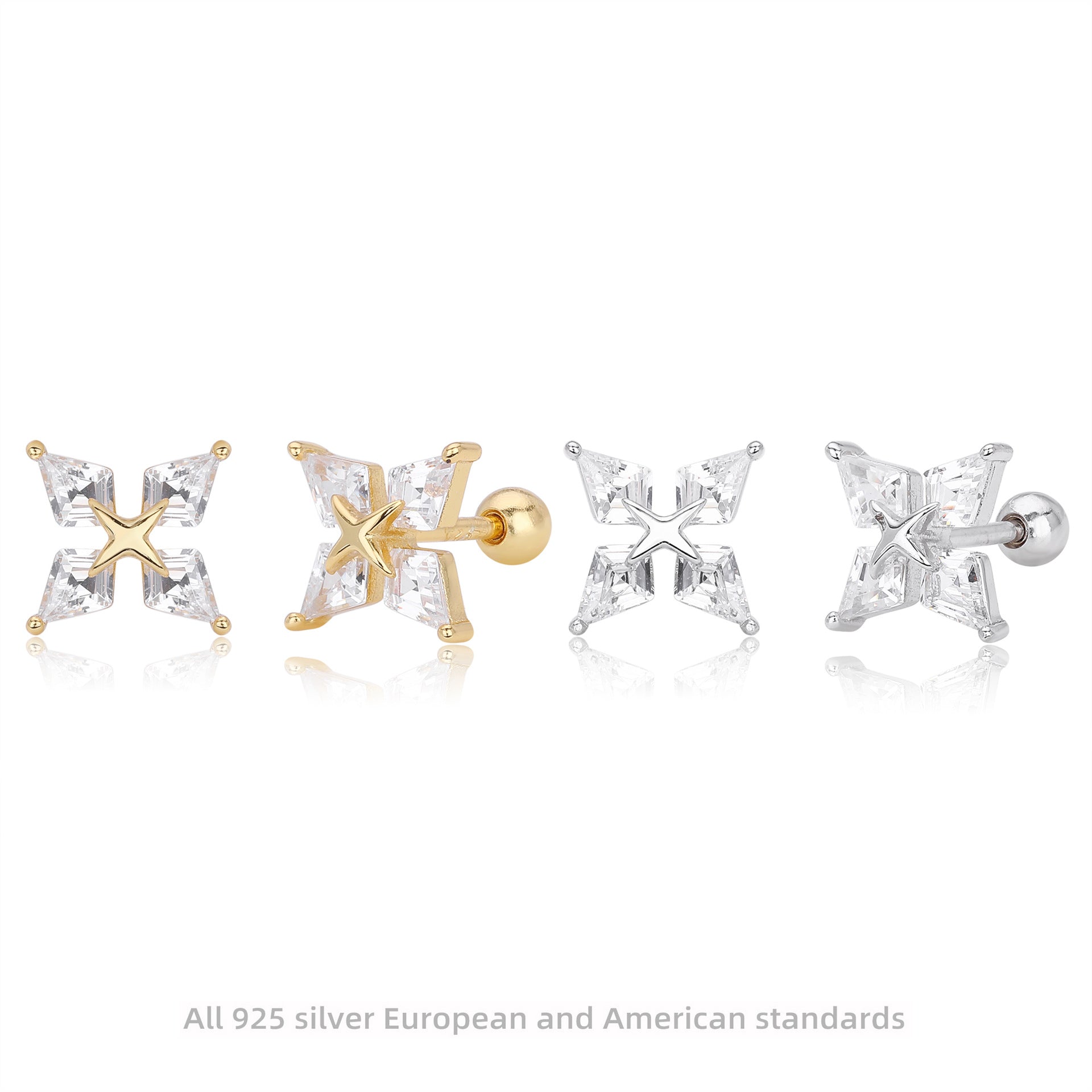 Damen Ohrstecker mit detailverliebtem, glitzerndem Sternenmotiv aus hochwertigem 925 Sterling Silber Shop Nory