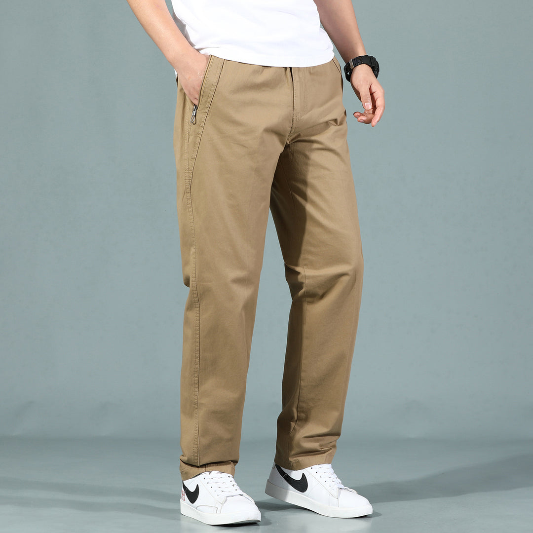 Herren Locker geschnittene Chinohose mit seitlicher Reißverschlusstasche und elastischem Beinabschluss Shop Nory