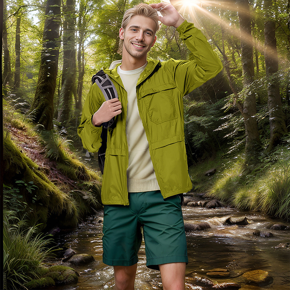 Herren Leichte atmungsaktive Outdoor-Windjacke mit Kapuze und Reißverschluss Shop Nory