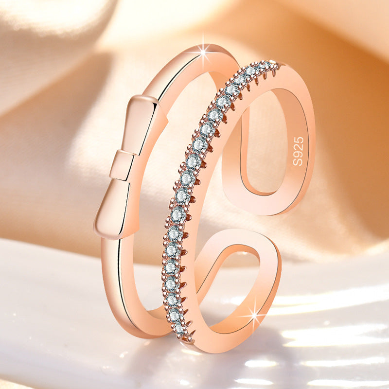 Damen Zarter und eleganter Verlobungsring mit funkelndem Zirkonia-Besatz Shop Nory