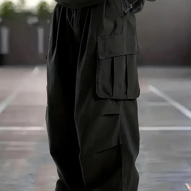 Herren Weite Utility-Cargohose mit übergroßen Klappentaschen & elastischem Tunnelzugbund Shop Nory