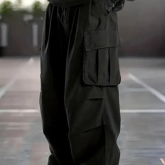 Herren Weite Utility-Cargohose mit übergroßen Klappentaschen & elastischem Tunnelzugbund Shop Nory
