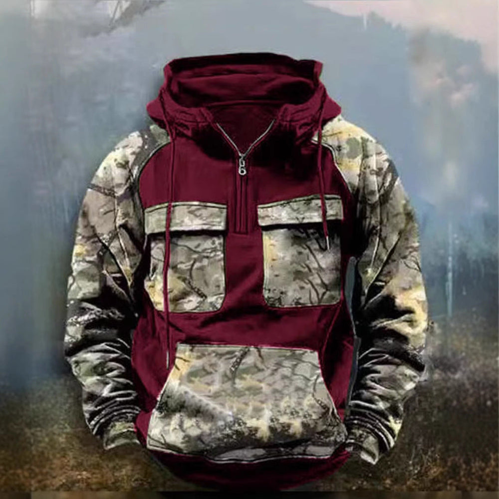 Herren Camouflage Funktionskapuzenpullover