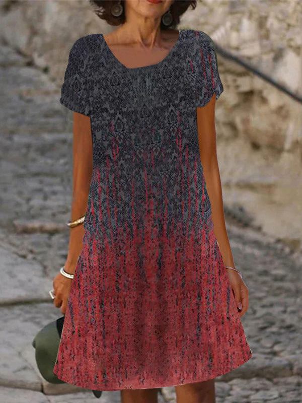 Damen lässiges Sommerkleid mit modernen Mustern und femininem Schnitt