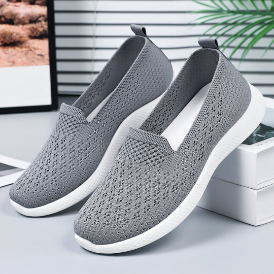 Damen nan nahtloser Strick-Slipper mit perforierter Luftnetzstruktur, ergonomischem Memory-Fußbett und leichter EVA-Dämpfung Shop Nory