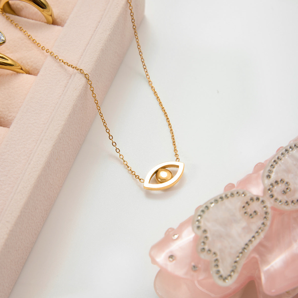 Damen Halskette mit elegantem Auge-Design und hypoallergener Edelstahlverarbeitung Shop Nory
