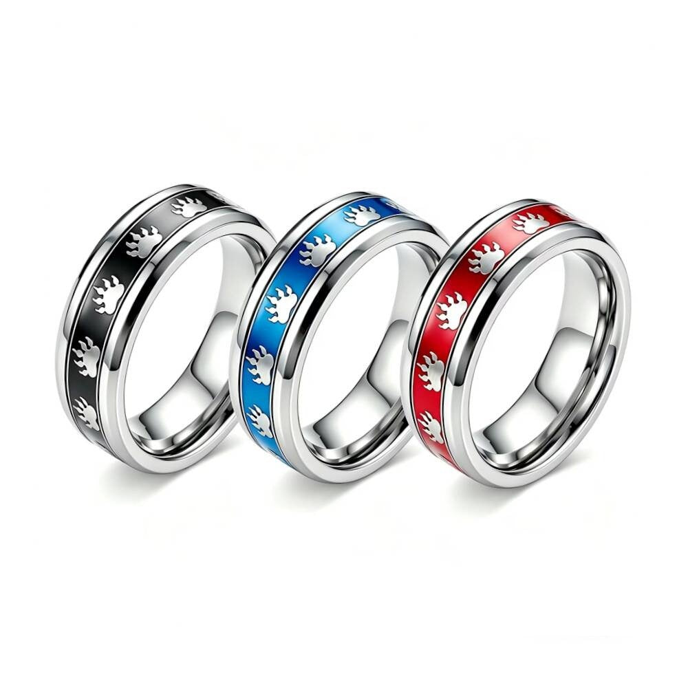 Herren Ring mit künstlerischem Pfotenmotiv und innovativer Edelstahl-Oberfläche Shop Nory