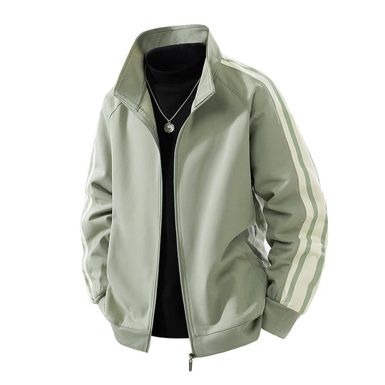 Herren Sportive Zipjacke mit Stehkragen und kontrastierenden Ärmestreifen Shop Nory