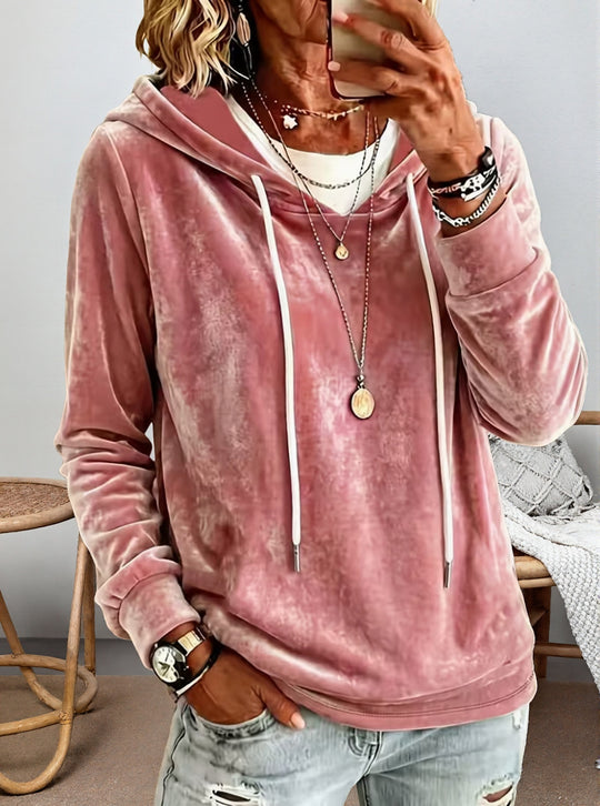 Damen Samtvelours-Hoodie mit Kordelzug und lässiger Oversize-Passform Shop Nory