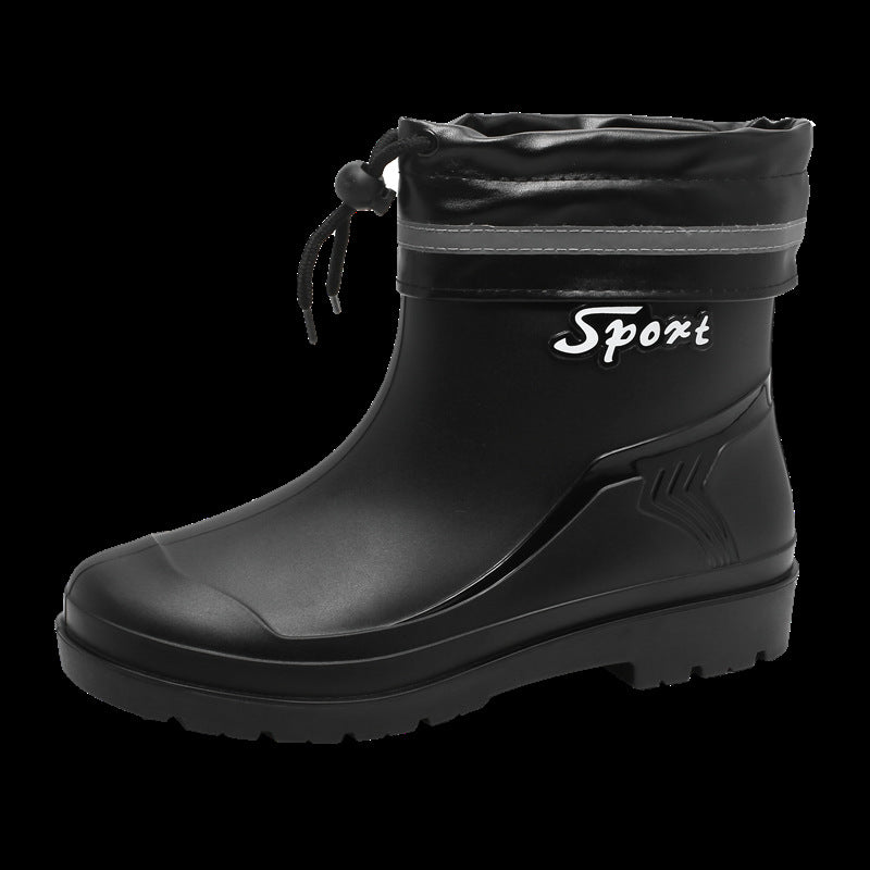 Herren Kurze wasserdichte Regenstiefelette mit Kordelverschluss und profiliertem Outdoor-Sohlendesign Shop Nory