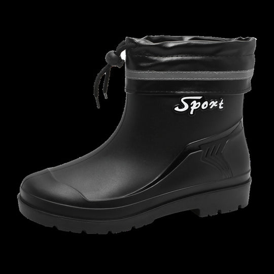 Herren Kurze wasserdichte Regenstiefelette mit Kordelverschluss und profiliertem Outdoor-Sohlendesign Shop Nory