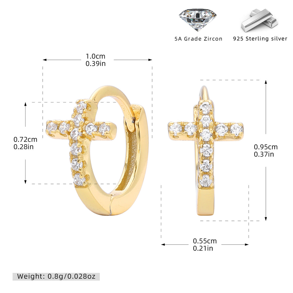 Damen Ohrringe mit funkelndem Kreuzmotiv aus hochwertigem 925 Sterling Silber Shop Nory