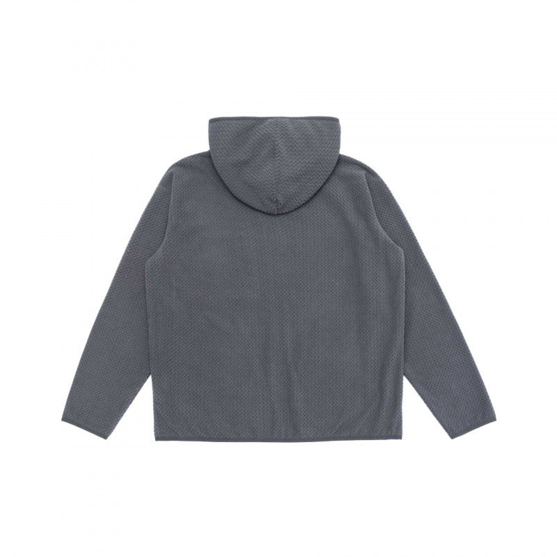 Unisex Kapuzen-Fleecejacke mit durchgehendem Reißverschluss, Strukturstrick und Brust-Reißverschlusstasche Shop Nory