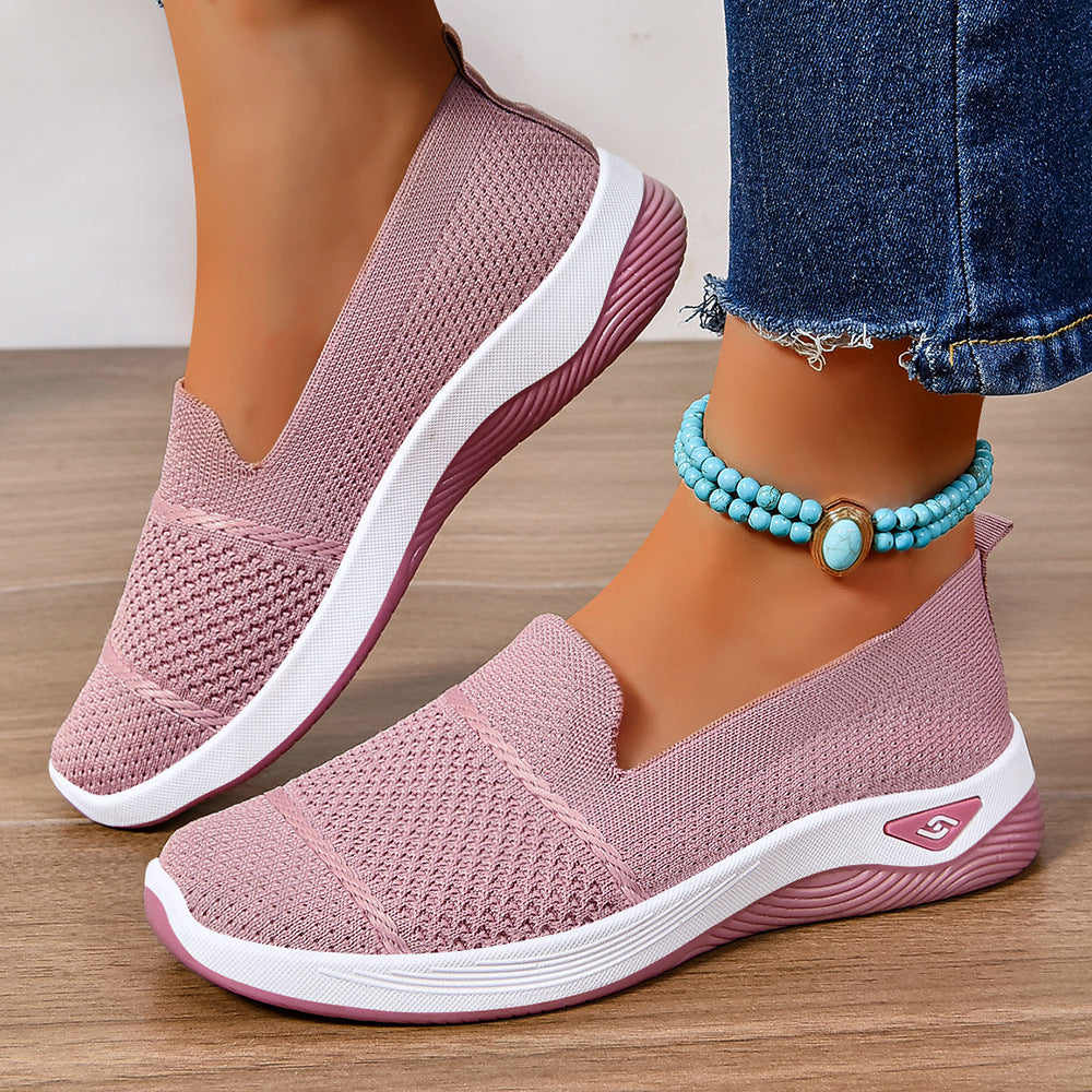 Damen Leichte Slip-On Freizeitschuhe mit atmungsaktiver Strickoberfläche