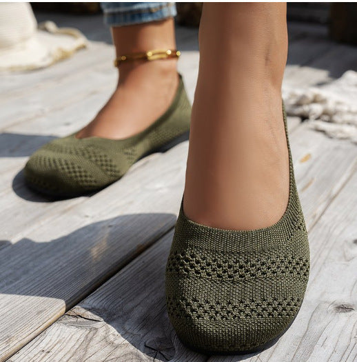 Damen Ballerinas mit elastischem Strickdesign und rutschfester Sohle